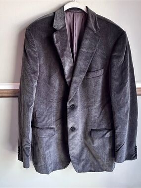 Z Zegna Gray Velvet Blazer Sport Coat Jacket